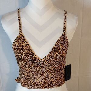 Faded Rose Animal Print Cropped Cami